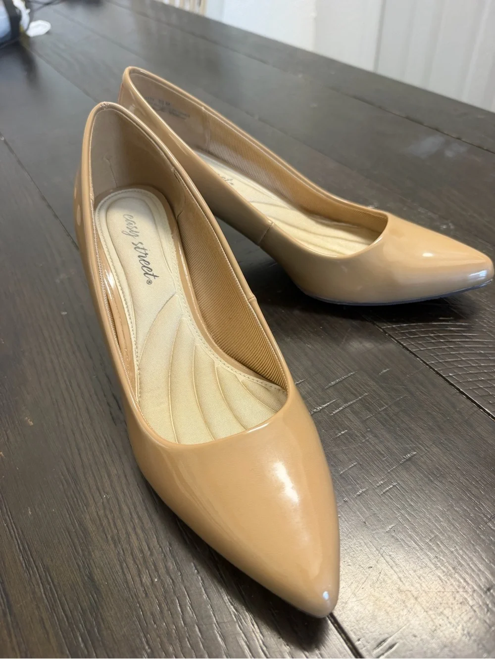 Classic Pointed-Toe Nude Patent Pumps - Comfort Cushioned Heel